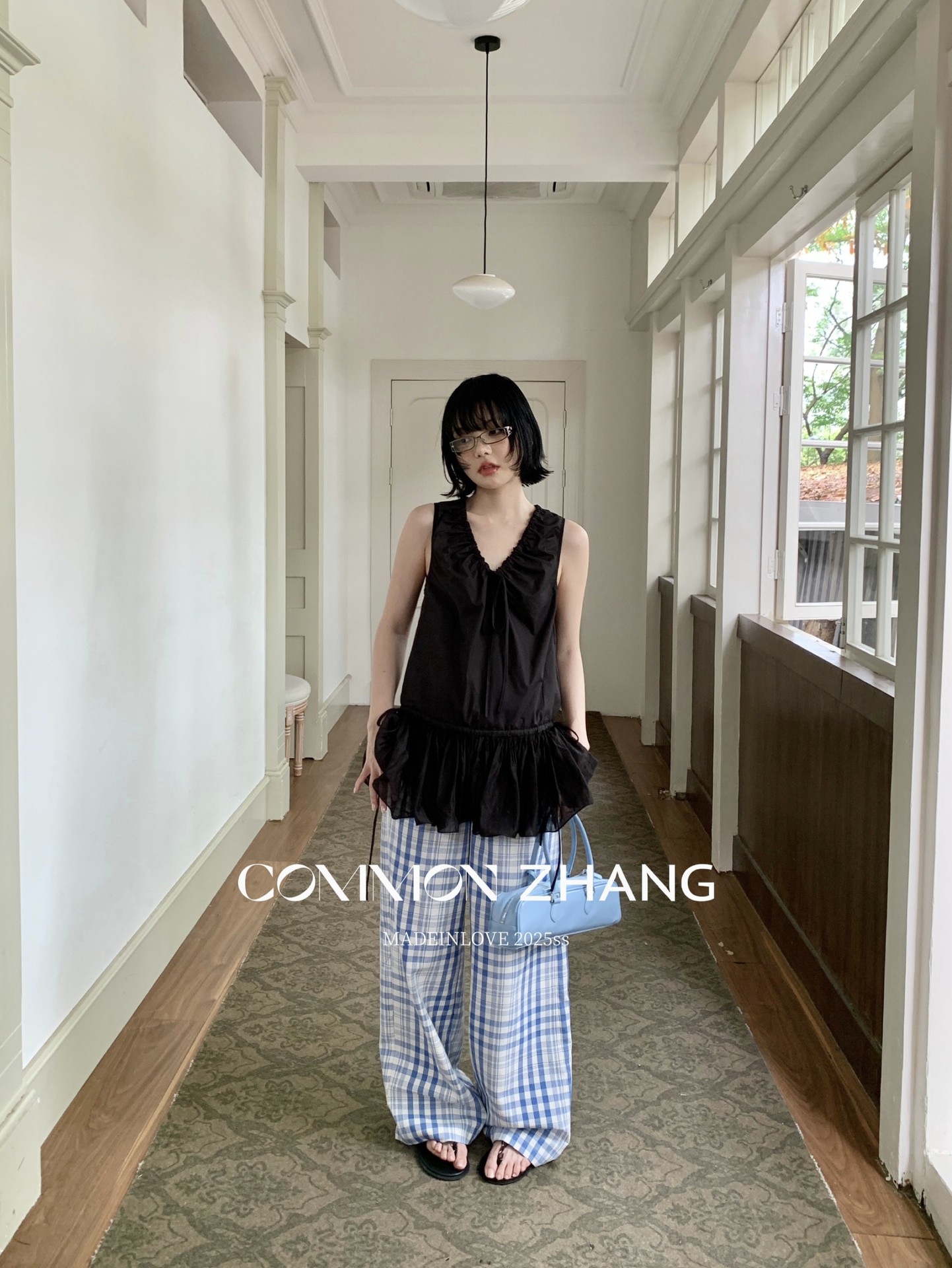 CZ ZHANG Summer French mint Manbo V-neck lace-up Youthful A-line puffed vest dress for women, B23782 pic 33