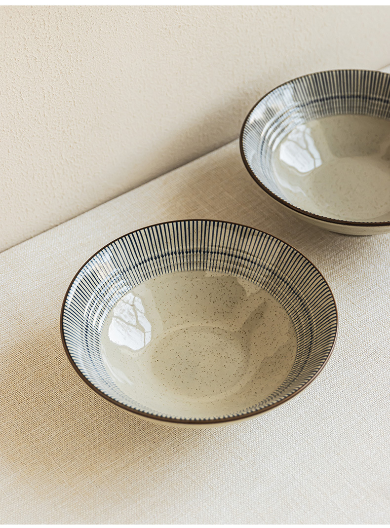 Creative line ceramic large bowls, household soup bowls, open bowls, tableware bowls, wholesale aged vegetable bowls, restaurant ramen bowls pic 6