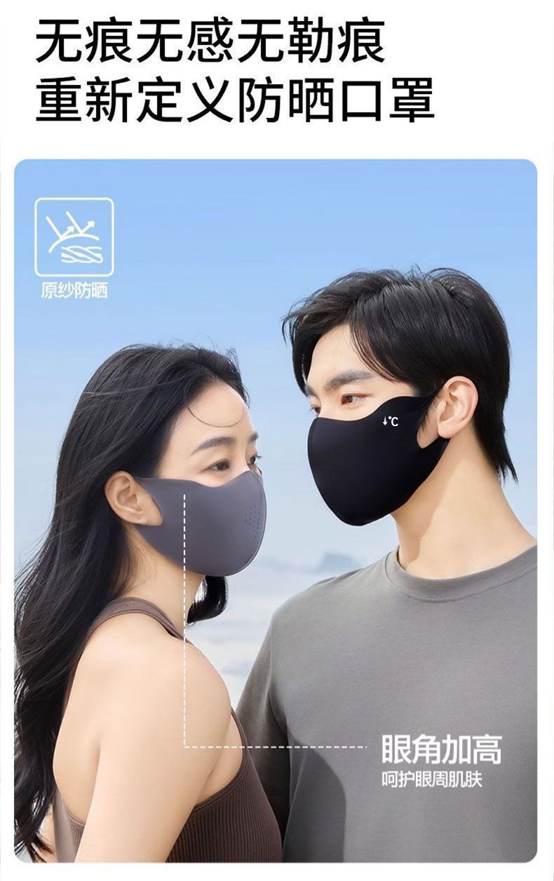 防晒口罩3D无痕冰丝女防紫外线遮阳遮脸男夏季防晒面罩护眼角透气详情3