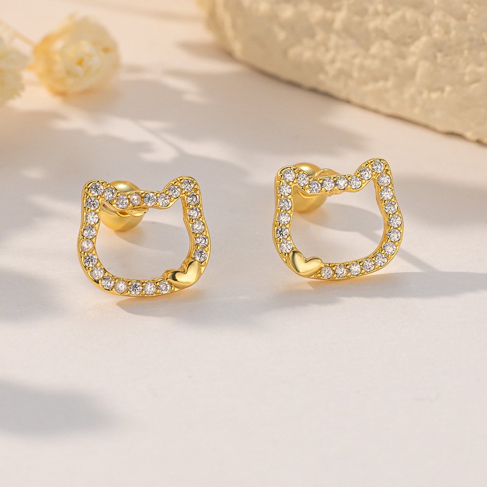 热卖耳钉耳环套装轻奢镶钻锆石缕空老鼠头个性时尚百搭小耳钉耳饰详情11