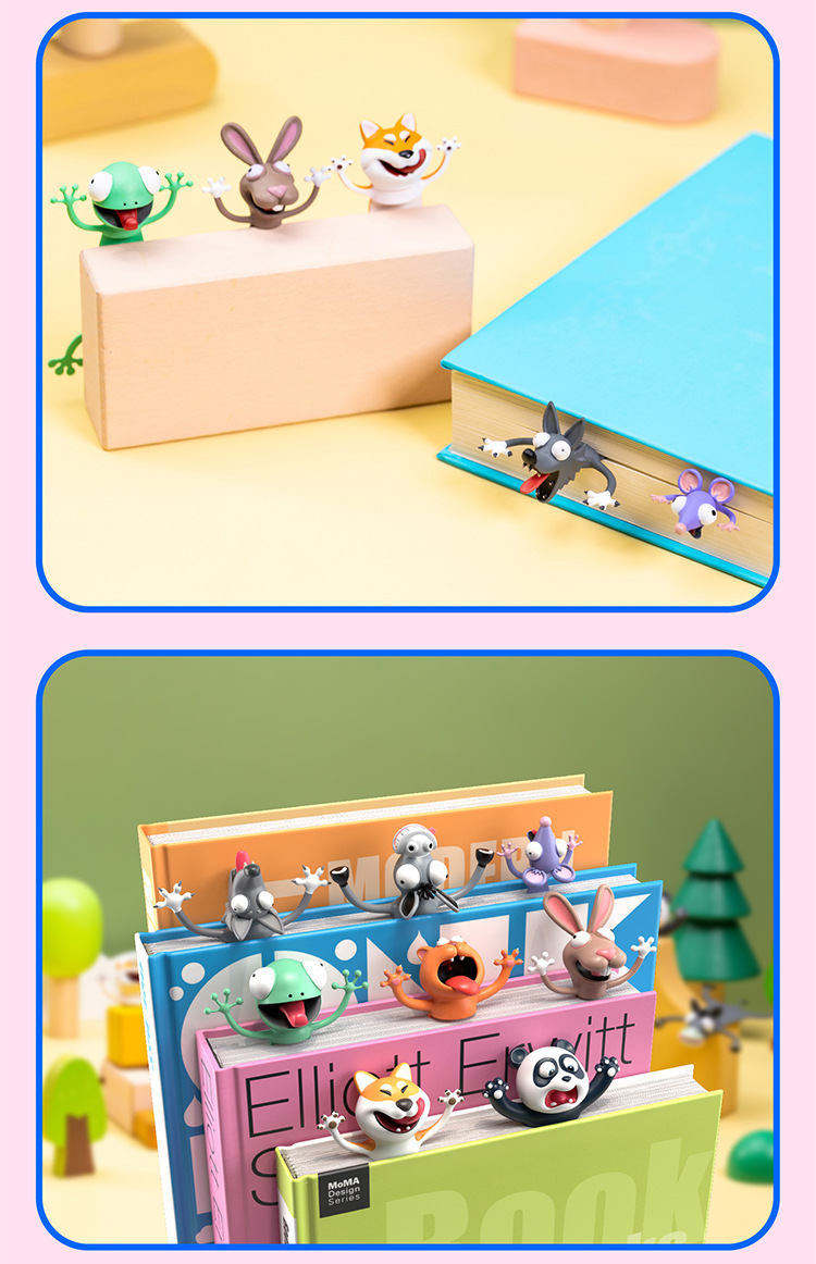 Jiuwumi Orange Text has created 3D animal bookmarks, original PVC creative cultural and creative stationery gifts that are cute and funny pic 9