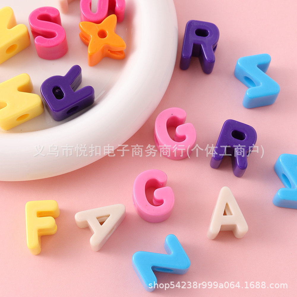 6mm acrylic English letter beads, macaron dopamine hand-strung beads, straight hole loose beads, mobile phone chain beads pic 5
