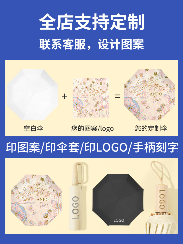 口袋胶囊五折晴雨伞两用小巧便携印刷logo遮阳太阳防晒防紫外线女详情2