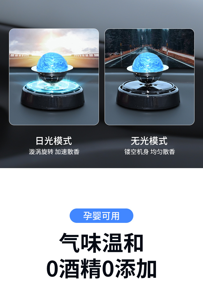 跨境批发星球太阳能车载香水汽车香薰旋琳琅彩星球香薰摆件淡香详情8