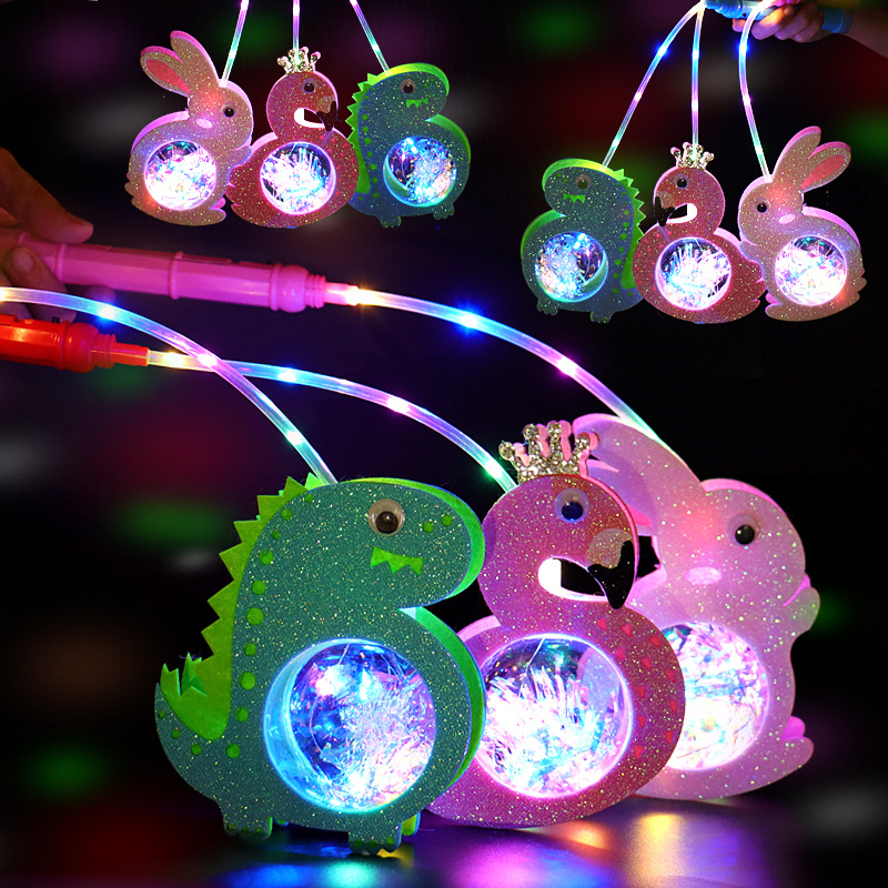 Portable starry sky ball lantern, led illuminated toy, cartoon rabbit, tiger, bouncy ball, night market street stall, Internet celebrity bestseller pic 1