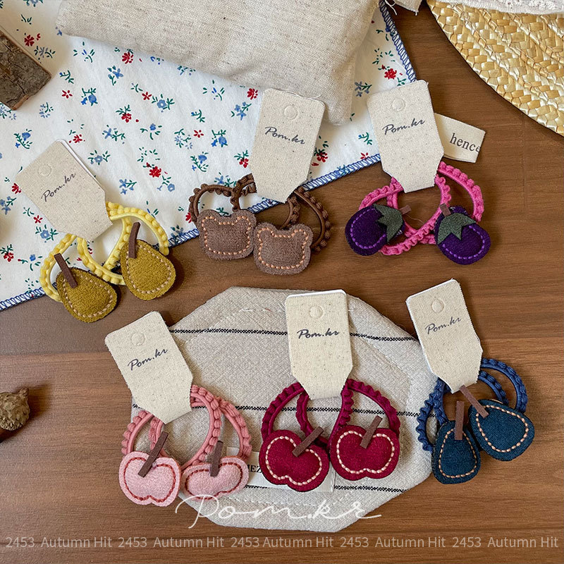 Soft and cute fruit-shaped lace hair band cartoon new autumn and winter hair band baby hair tie high elasticity hair band pic 4