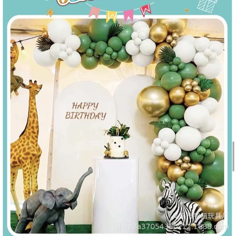 Creative design of green theme balloon set scene arrangement for birthday party balloon chain set scene arrangement pic 13