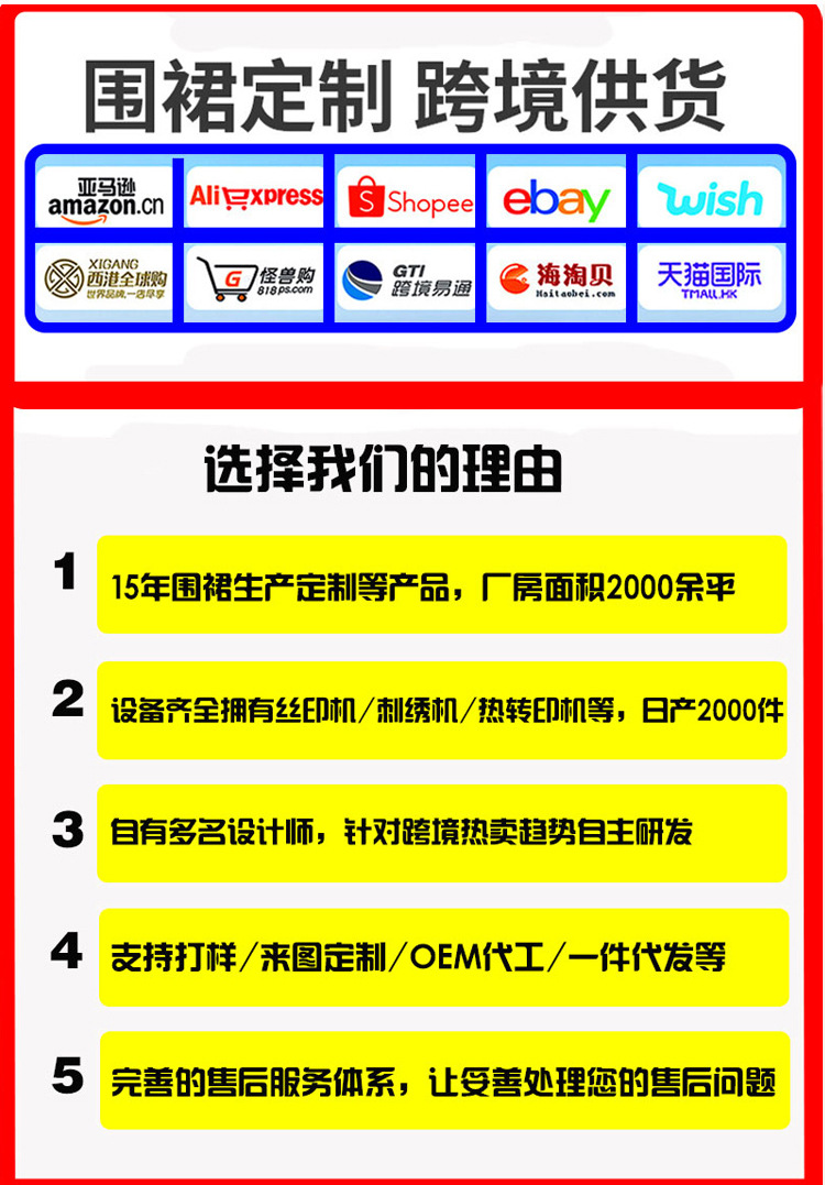 夏季防水布围裙批发家用厨房做饭餐饮咖啡奶茶店防油工作围裙印字详情4