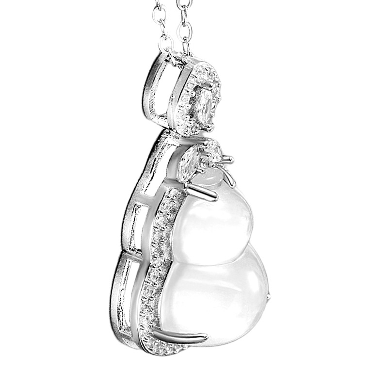 白玉髓葫芦项链女925纯银冰种葫芦白玉髓吊坠定制设计感锁骨链女详情9