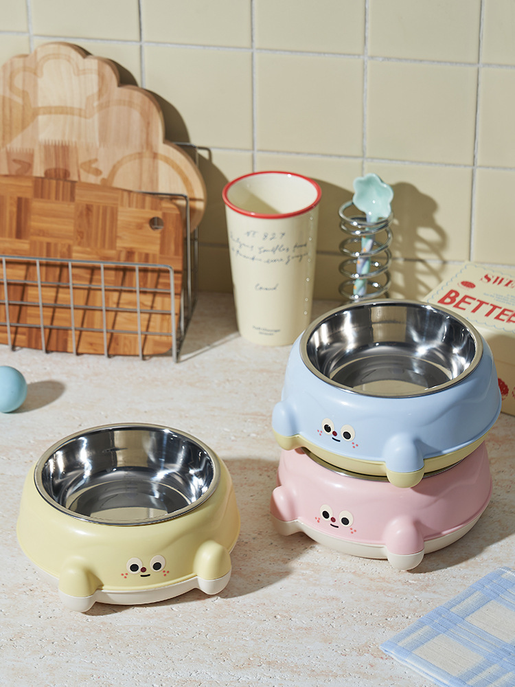 Factory pet bowl, stainless steel cat slanted neck guard drinking bowl, high-legged single bowl cat bowl, anti-slip and anti-tipping tableware pic 12