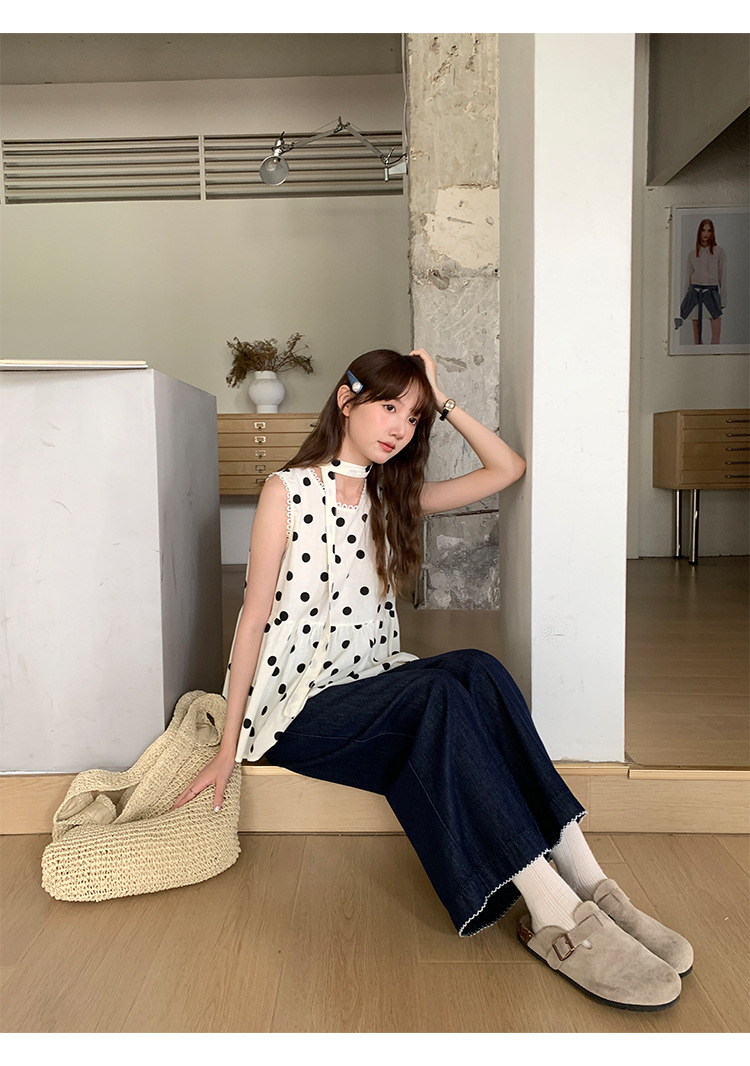 陆小团团复古花边直筒薄牛仔裤2025夏季新款显瘦阔腿小个子裤子女详情42