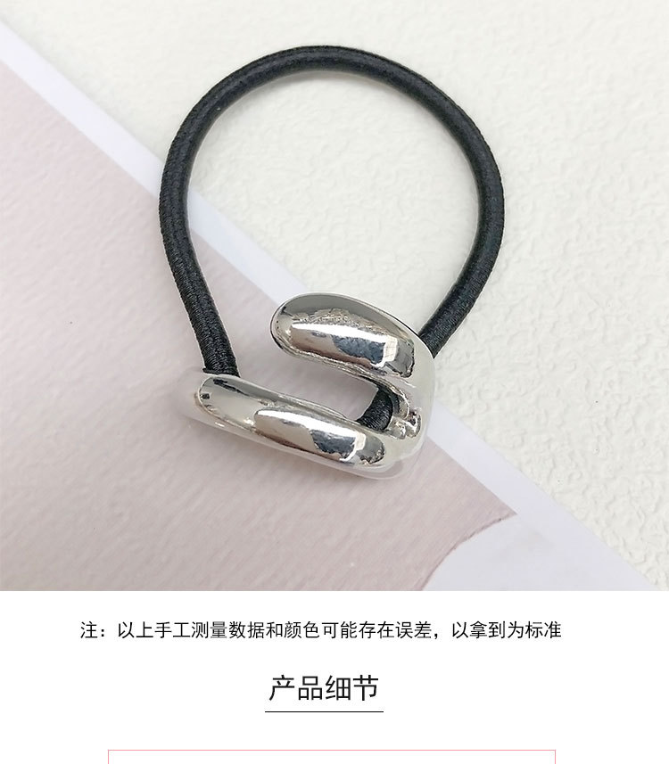 跨境日本头饰发圈简约百搭小皮筋头绳发饰金属几何形扎马尾发绳女详情4