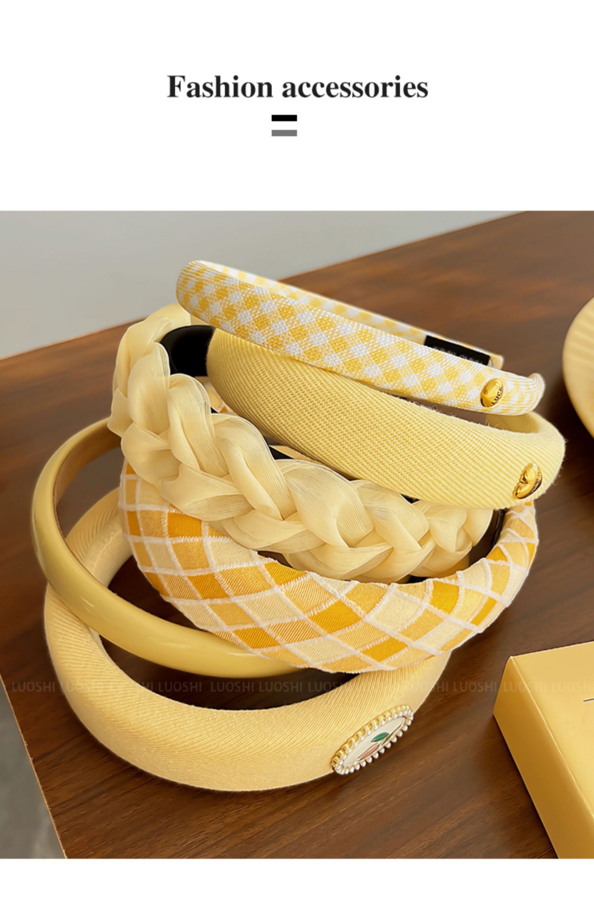 High top yellow hairband for women washing their faces and going out, a versatile sponge headband, wide-brimmed headwear, and a new hairpin for pressing hair pic 3