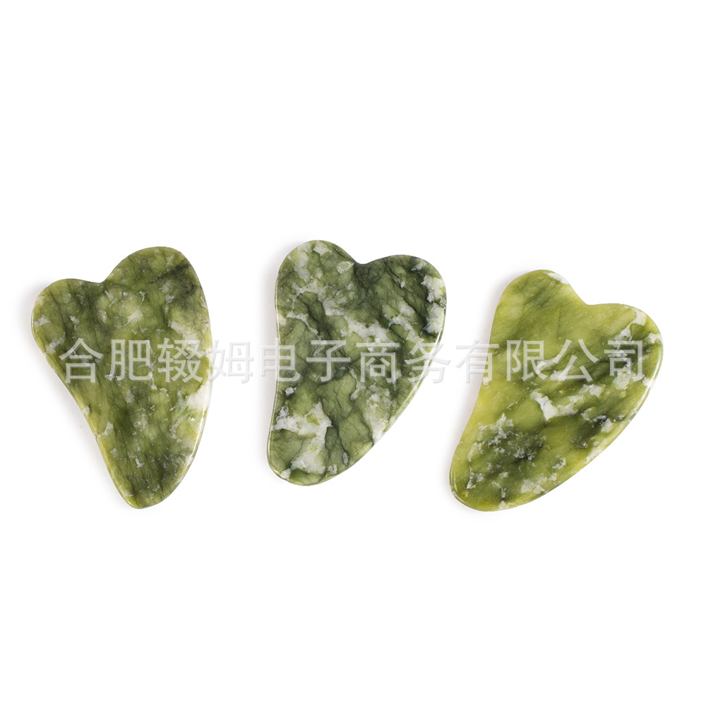 岫岩玉石刮痧板片心形刮痧按摩板面部脸部全身按摩小玉石刮痧片详情12