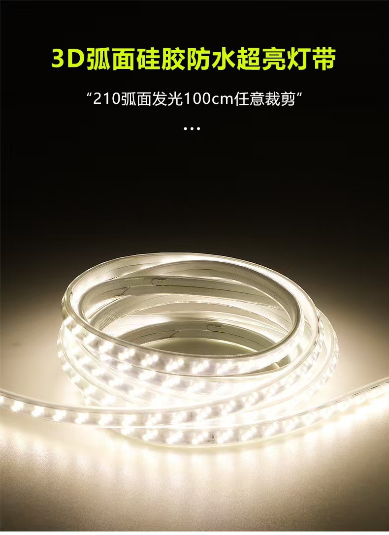 LED灯带三排180灯外墙专用家装工程户外防水灯带220v高压led灯条详情12