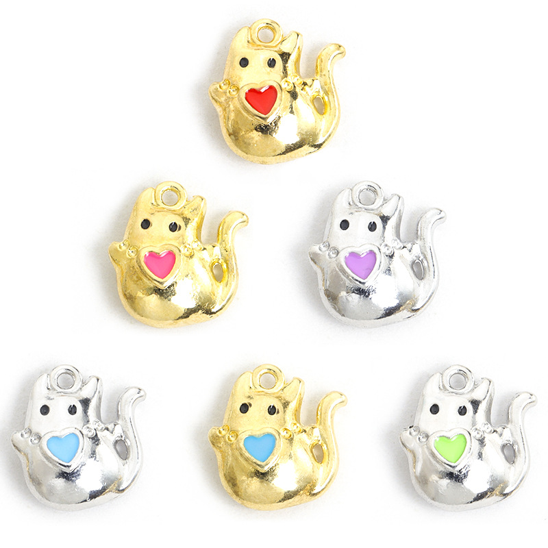 立体爱心猫咪滴油合金挂件 万圣节幽灵小鬼DIY饰品配件吊坠配饰批详情7