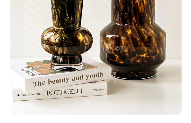 富雅花瓶中古风高级感豹纹玳瑁插花摆件轻奢创意客厅ins风批发详情15