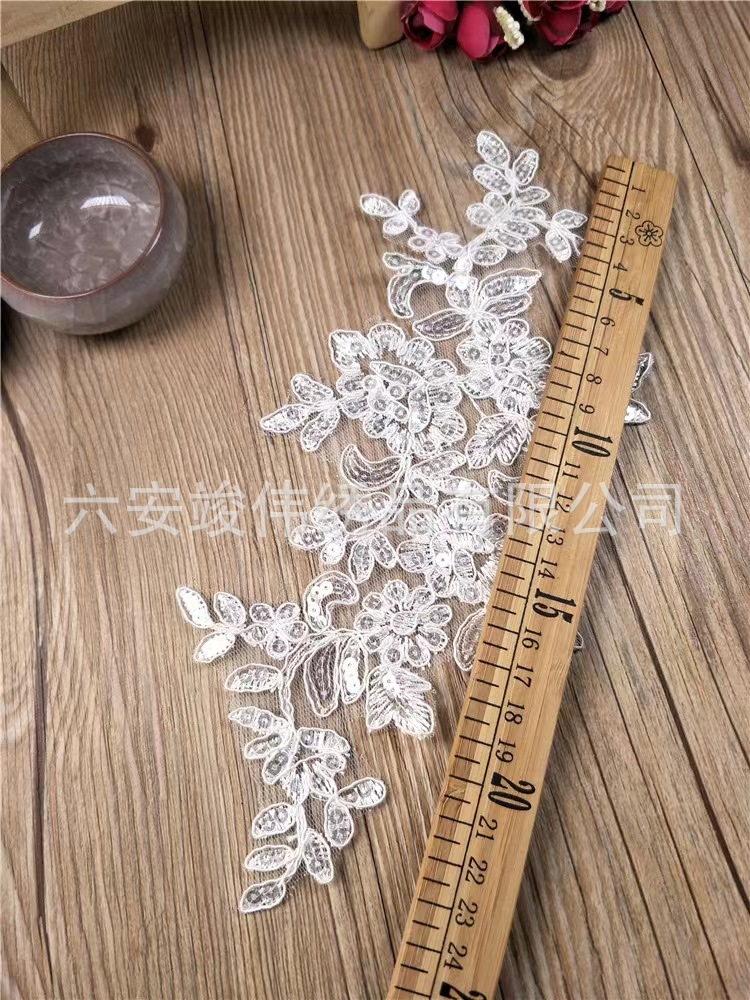 Wedding dress embroidery decals, matching flowers, DIY Barbie doll materials, white, red, black lace, clothing accessories pic 13