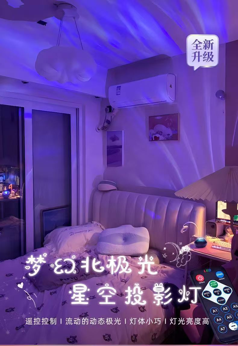 Aurora Borealis starry sky ceiling projection night light, atmosphere and mood, bedroom light, bedside room atmosphere, night light wholesale pic 2
