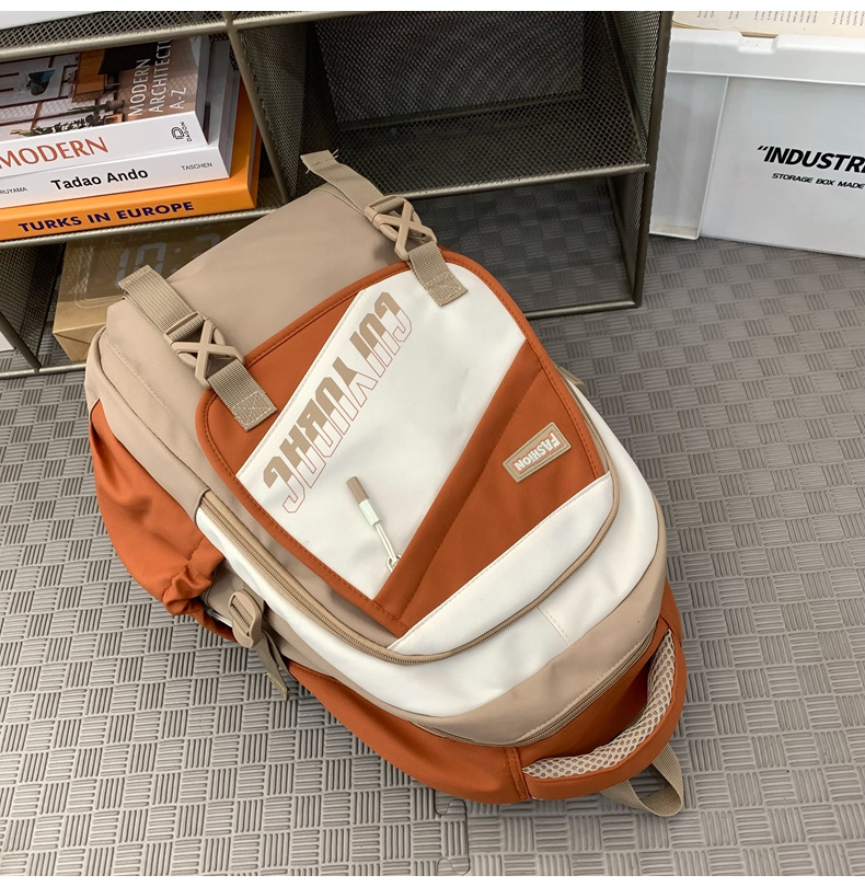 批发跨境双肩包韩版百搭书包撞色大学生高中大容量短途旅行背包详情10