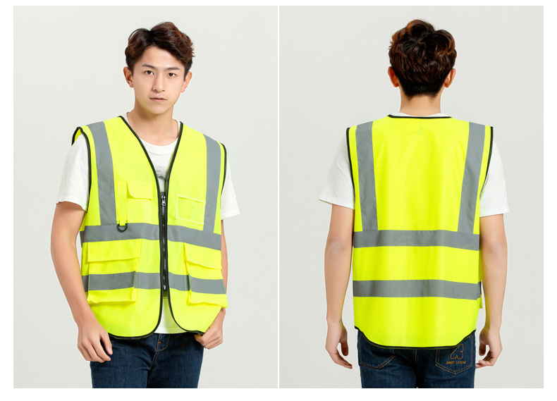 Winter reflective vests, vests, reflective safety vests, multi-pocket protective reflective clothing for construction sites, traffic, and construction pic 23