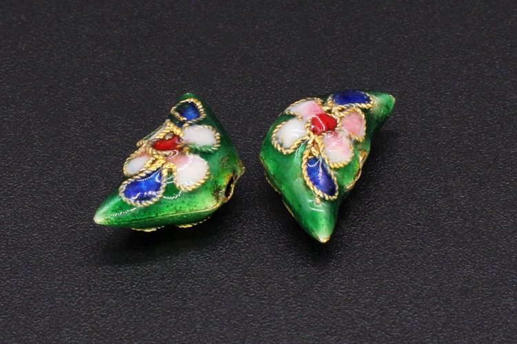Traditional high-temperature cloisonne enamel floral silver-blue DIY jewelry accessories with beads and cloisonne 15*8 small ingots pic 7