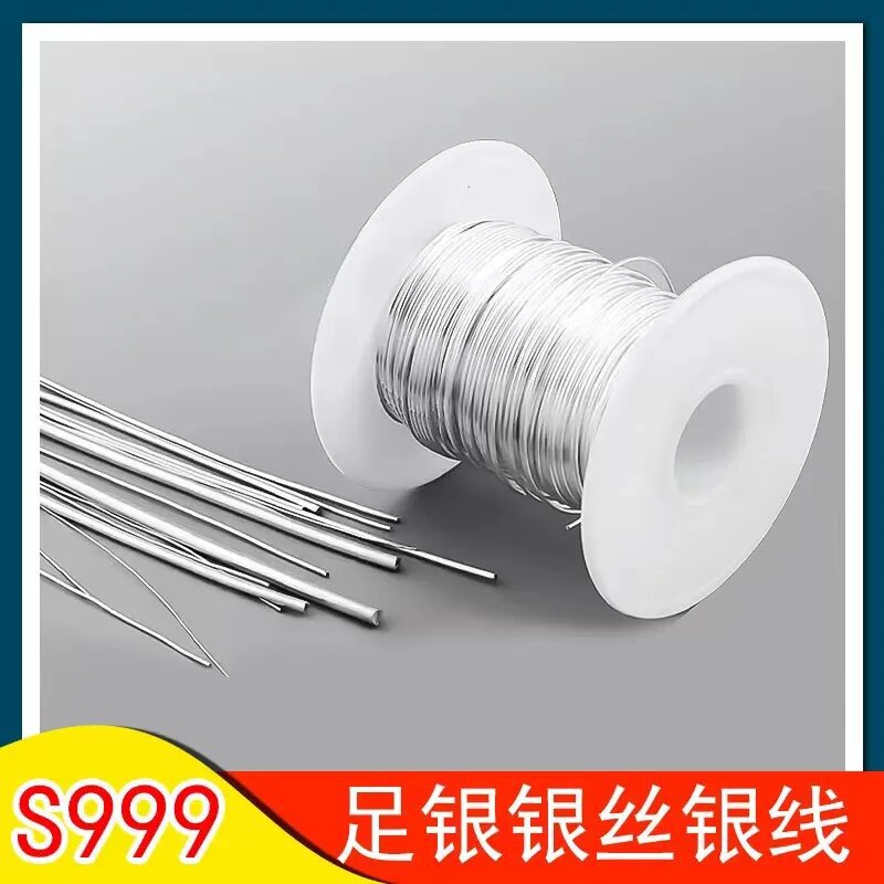 S999 pure silver wire diy silver wire wooden ring inlaid wire conductive handcrafted material silver jewelry woven accessory pic 1