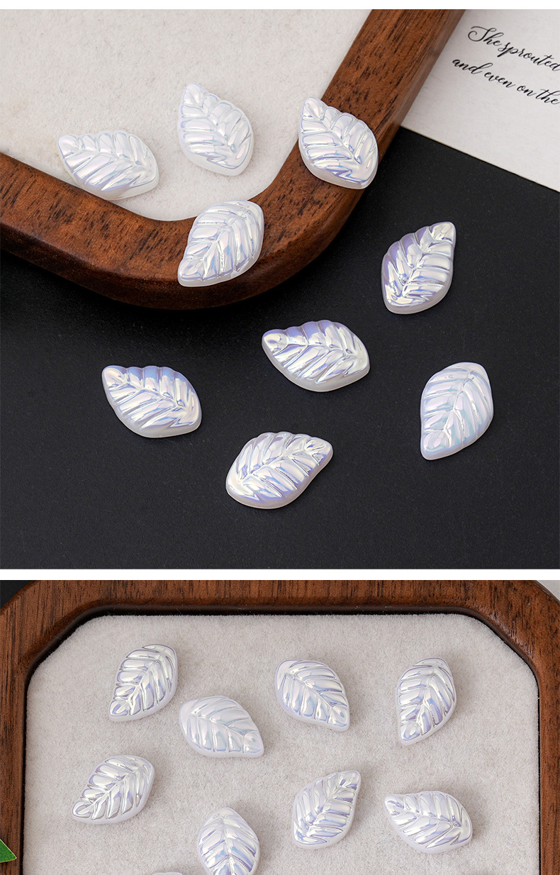 镀彩琉璃树叶手工DIY小树叶手链项链耳环diy饰品配件树叶异形珠详情4