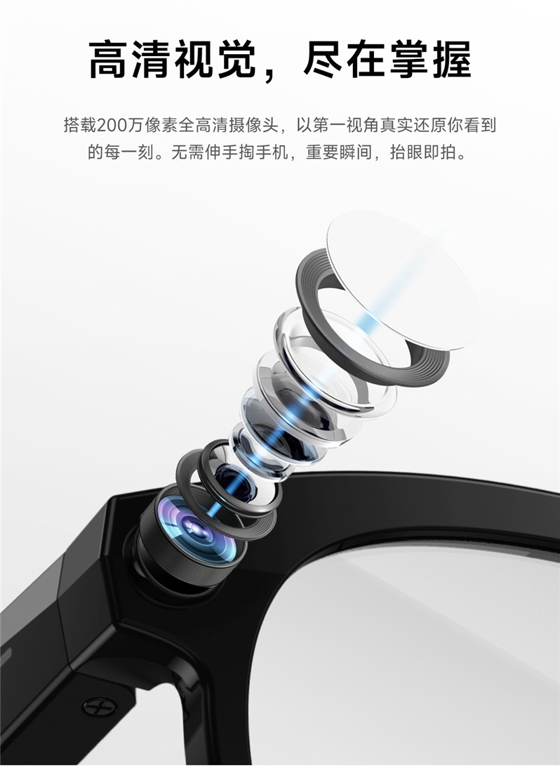 跨境M88智能眼镜200W像素拍摄蓝牙通话语音助手翻译听歌蓝牙眼镜详情3