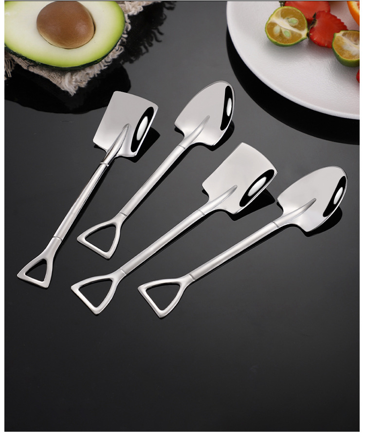 创意铁锹勺子不锈钢家用复古高档甜品吃西瓜专用调羹可爱铲子汤匙详情16