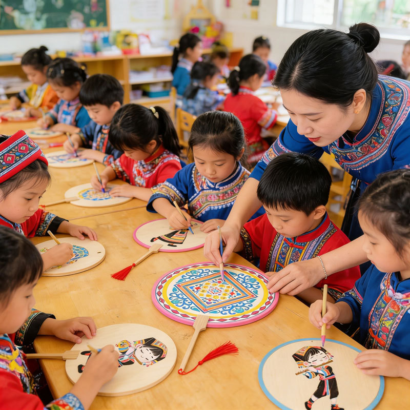 广西三月三壮族文化手工diy材料包民族研学亲子美育节日装饰团扇详情26