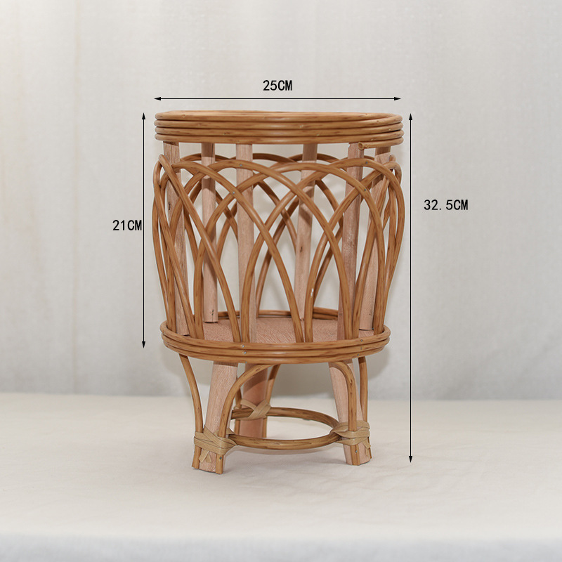 Nordic-style woven flower POTS, imitation vine flower stands, triangular living room, floor-standing balcony, bamboo woven flower baskets, indoor solid wood plants pic 5