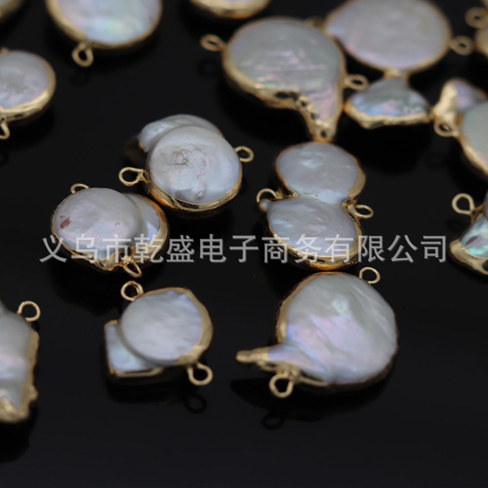 Irregular-shaped Baroque pearl double-ear pendant connector DIY hand necklace accessory pic 2