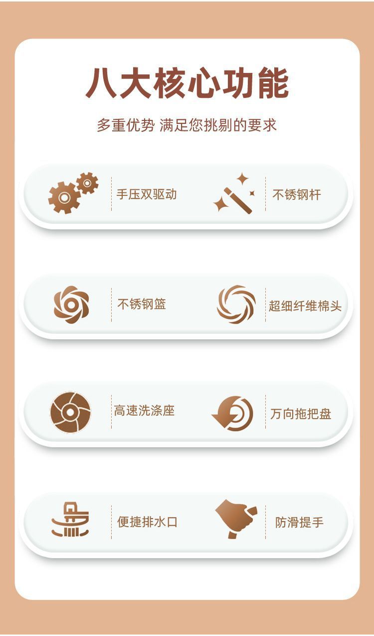 Cross-border supply of fige-shaped bucket rotating mops, household hand-wash stainless steel basket mops, and manual rotating mop sets pic 2