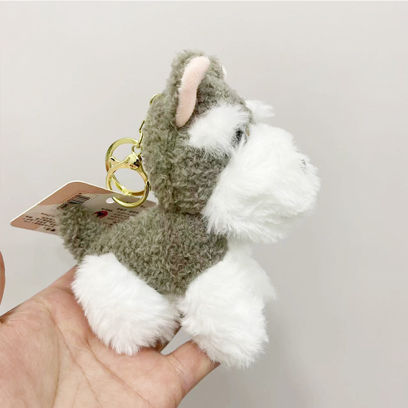 Cute plush Schnauzer dog keychain plush toy, schoolbag pendant, claw machine doll, birthday gift pic 6