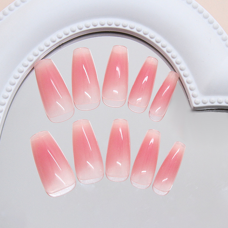 Long nail pieces, soft pink blush, nail art, false nails, detachable nail stickers, finished nail art nail pic 8