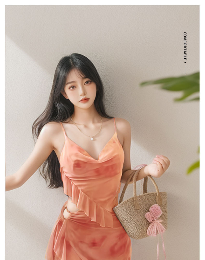 Best-selling bikini swimsuit three-piece set, mesh small chest, gathering to hide flesh and look slim, pure and elegant, high-end style, two-piece swimsuit 125073 pic 3