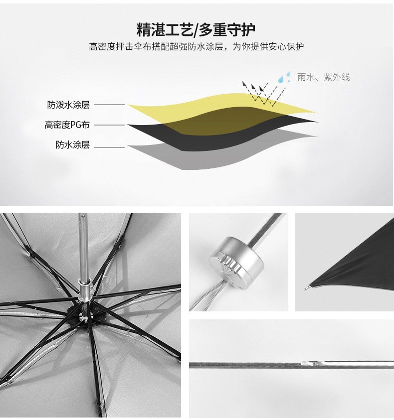 7骨银胶雨伞遮阳伞防晒伞晴雨两用广告礼品伞印LOGO雨伞工厂批发详情9