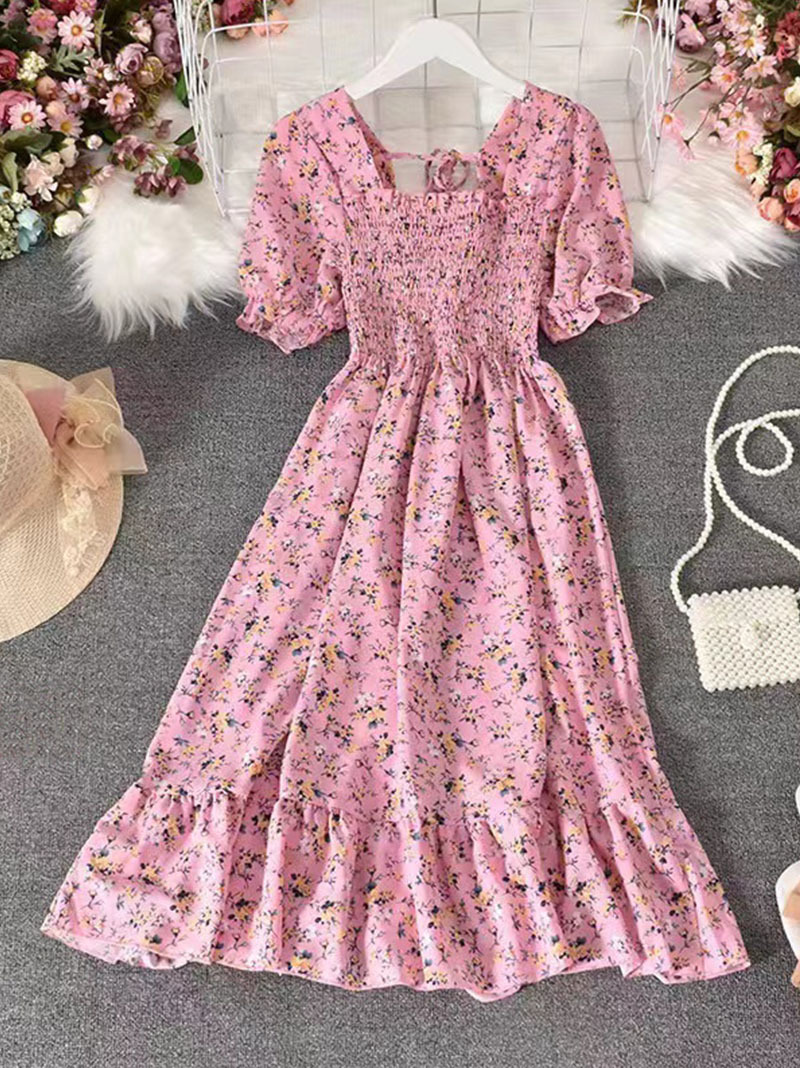 东南亚跨境电商2025夏季甜美法式复古高腰显瘦女式连衣裙厂家直销详情12