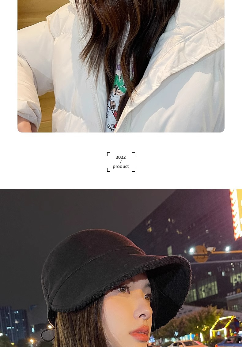赵露思同款帽子女秋冬渔夫帽大头围大脸适合加厚保暖羊羔毛鸭舌帽详情12