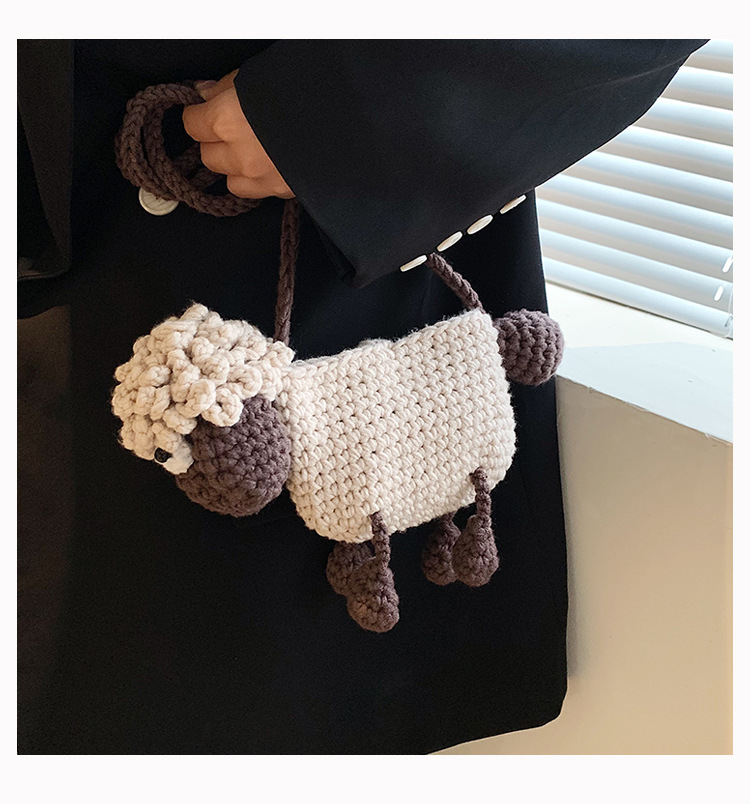 手工编织包包diy针织毛线包可爱卡通小羊编织包单肩斜挎包女成品详情24