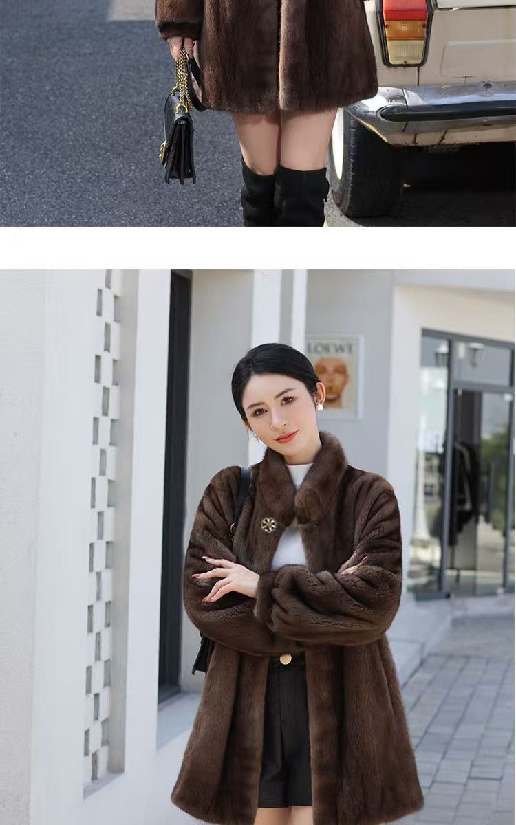 貂皮大衣女冬季新款整貂皮外套中老年貂绒仿皮草中长款加厚妈妈装详情8