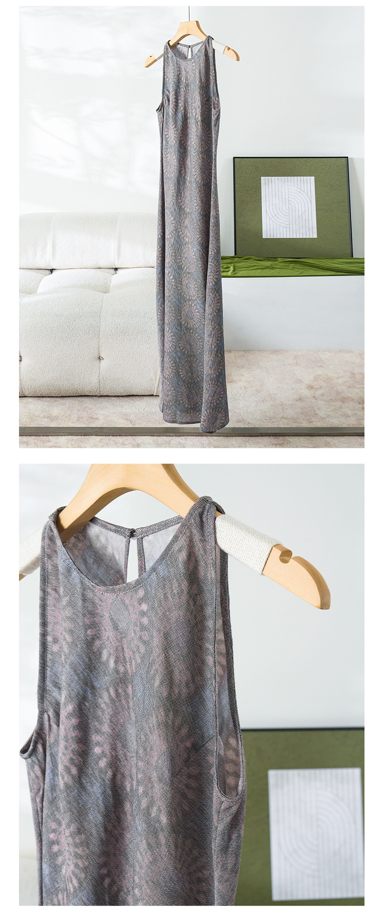 Rongtai Tencel Linen printed improved cheongsam sleeveless slimming dress for Women 2025 New style elegant A-line dress pic 47