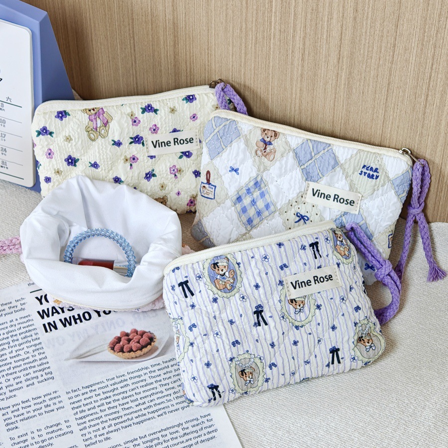 现货迷你小清新碎花绗缝棉零钱包2025新款便携旅行口红包收纳卡包详情5