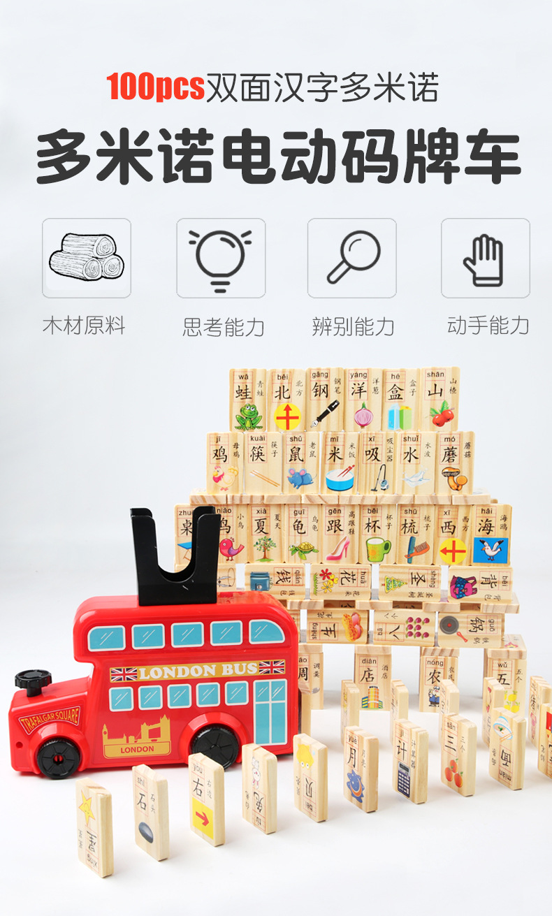 抖音同款多米诺骨牌电动小火车自动投放骨牌车3-6岁儿童益智玩具详情1