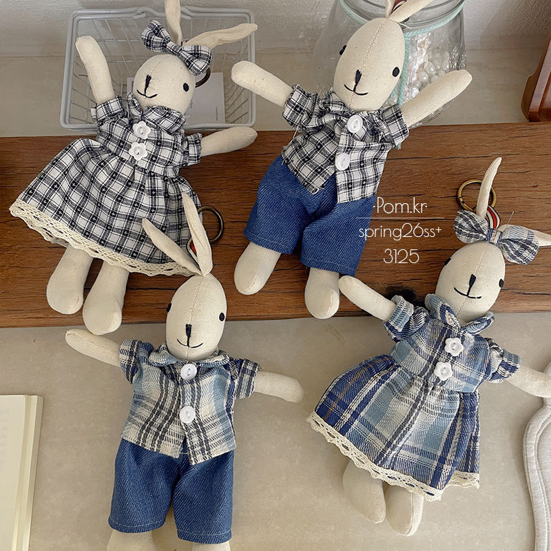 韩版新款兔子布艺手作玩偶挂件儿童宝宝生日礼物背包挂饰复古饰品详情4