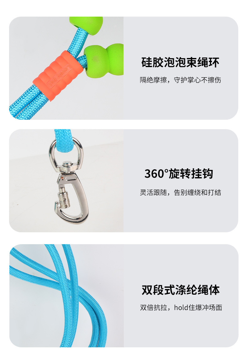 戎咖宠物狗狗宠物双绳一体式可调节防爆冲遛狗绳中大型犬牵引绳通用狗绳宠物牵引绳详情10