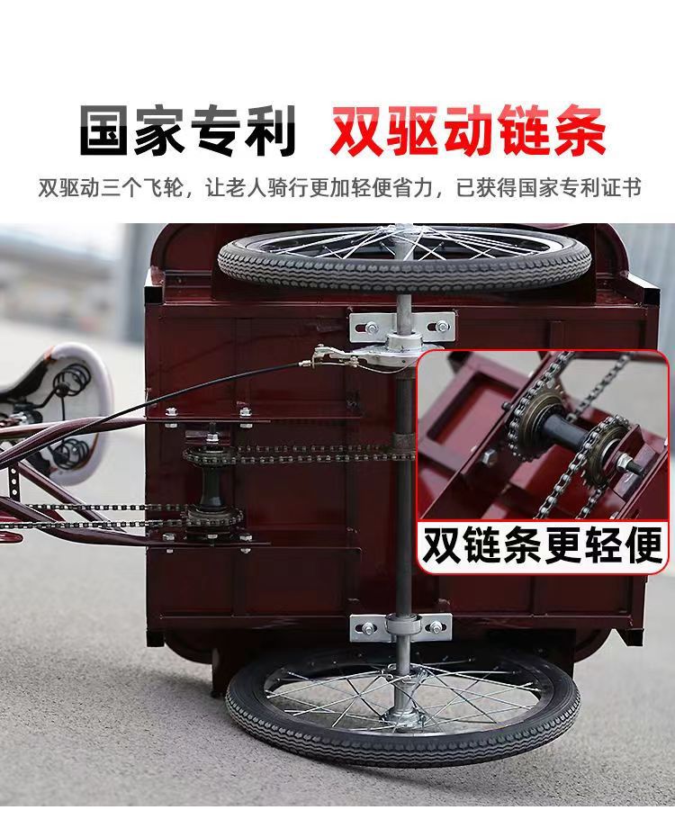 跨境三健老年三轮自行车成年人力代步车脚踏脚蹬车老人轻便小型车详情4