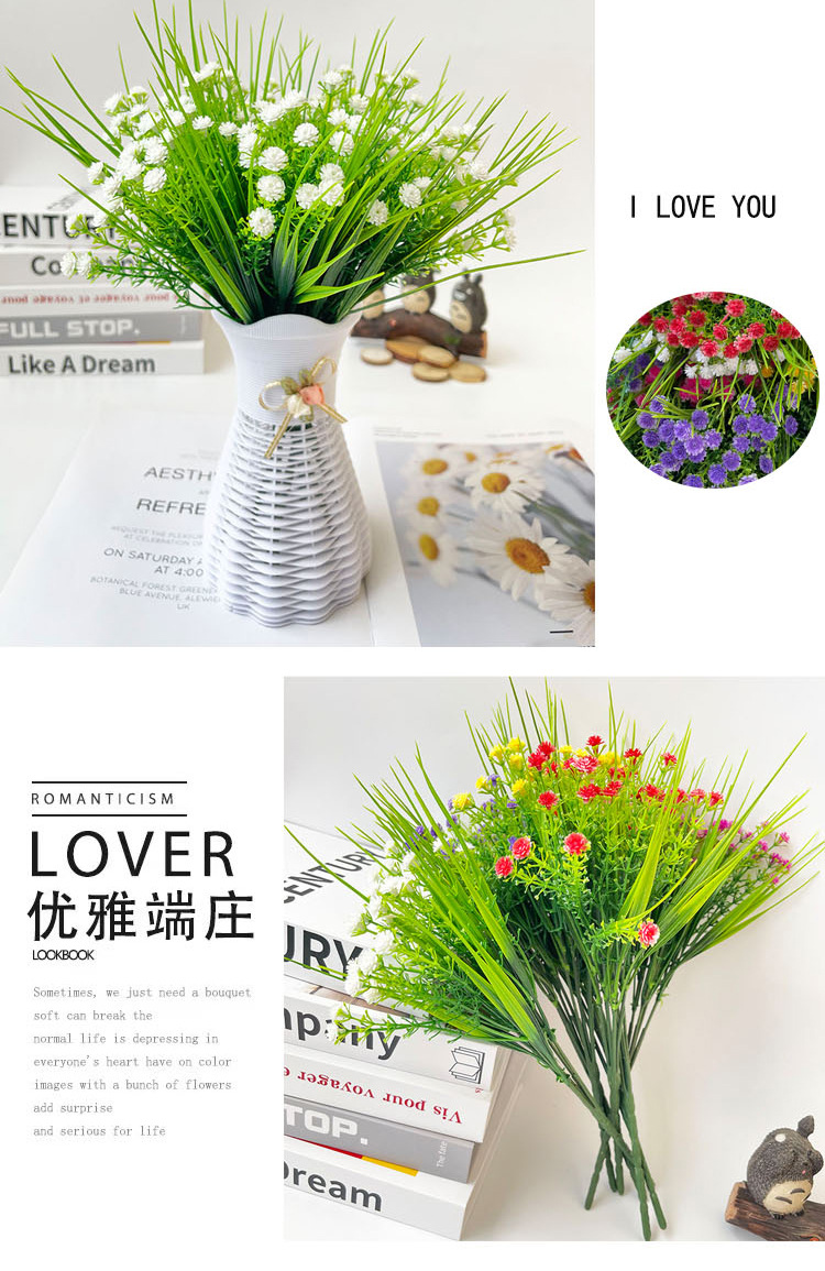 仿真满天星塑料花束小蔷薇仿真花假花拍照道具室外花槽婚庆装饰花详情2