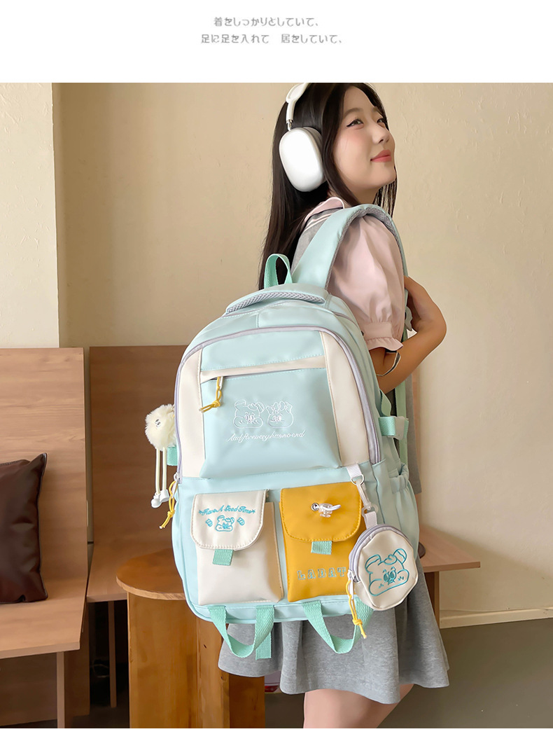 Japanese and Korean casual backpacks, forest-style schoolbags, multi-pocket schoolbags for primary school students, large capacity for cross-border travel for junior and senior high school students pic 9